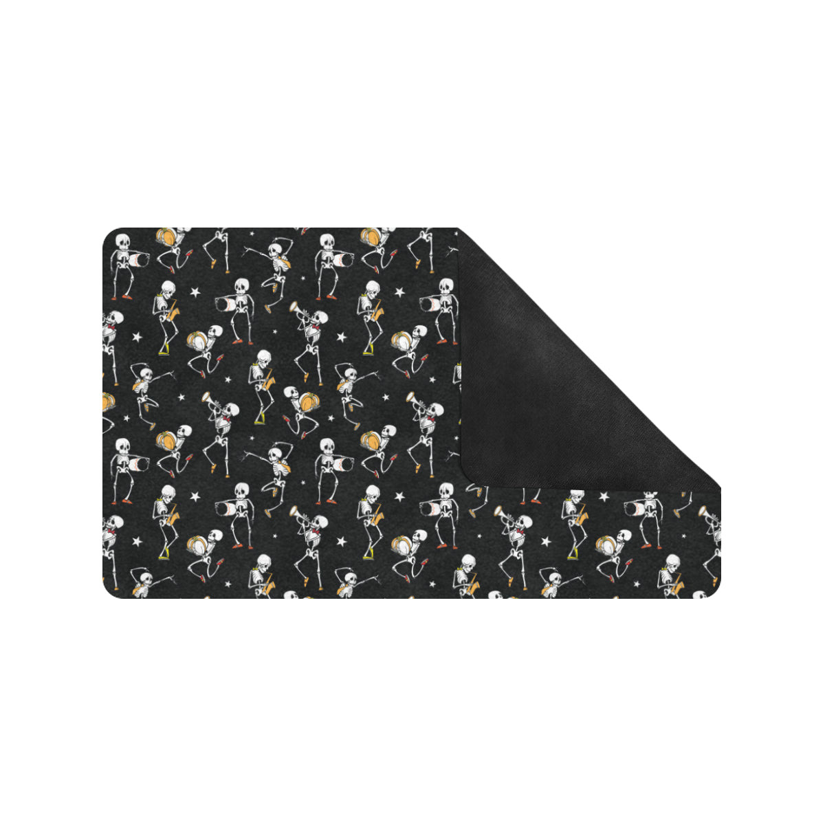 Skeleton Dance Print Rubber Doormat