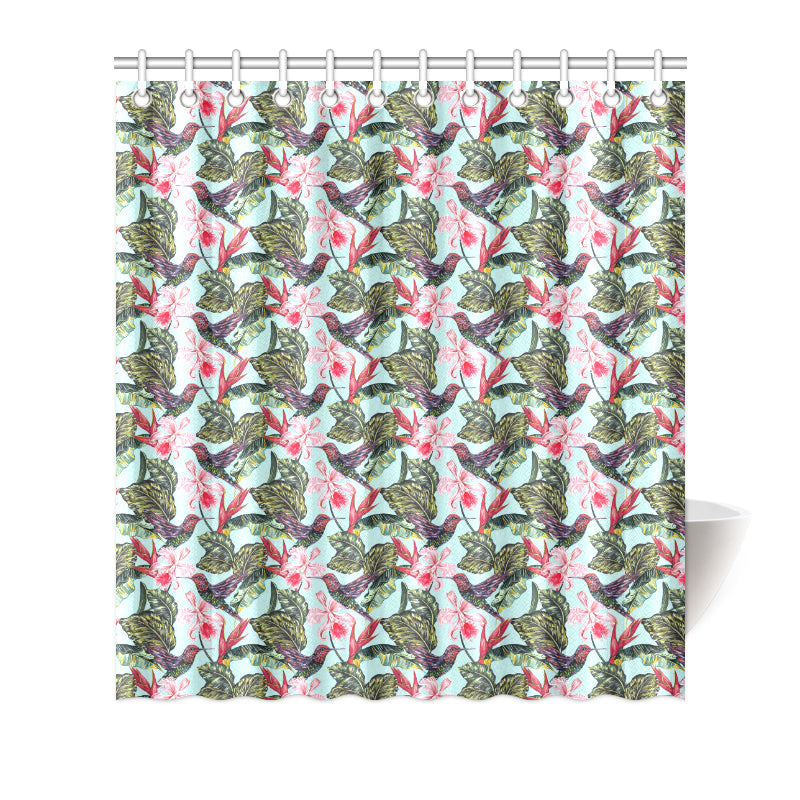Hummingbird Cute Themed Print Shower Curtain
