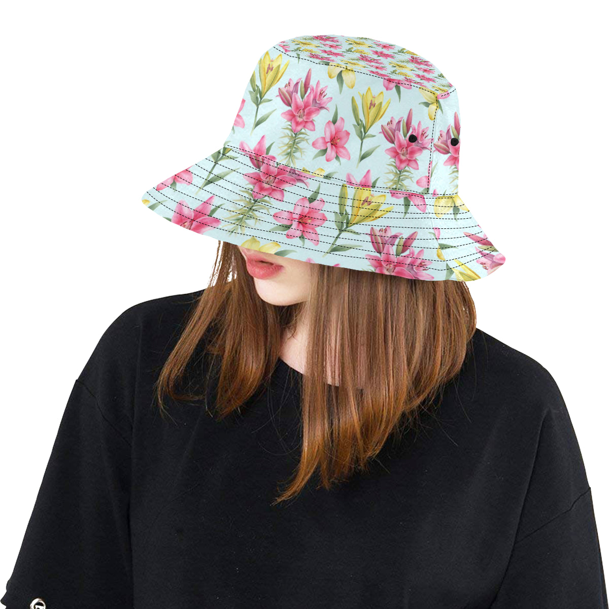 Lily Pattern Print Design LY010 Unisex Bucket Hat