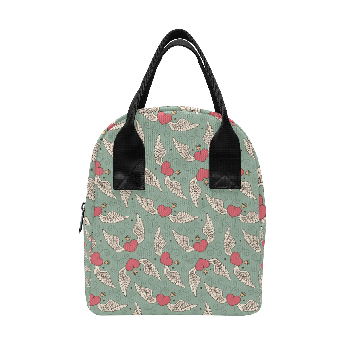 Angel Wings Heart Design Themed Print Insulated Lunch Bag