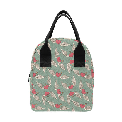 Angel Wings Heart Design Themed Print Insulated Lunch Bag