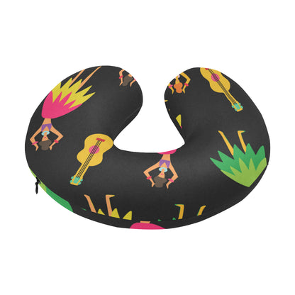 Hula Dancers Hawaiian Girl Pattern Print Design 03 U-Shaped Travel Neck Pillow