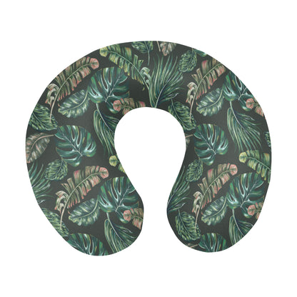 Banana Leaf Pattern Print Design 05 U-Shaped Travel Neck Pillow