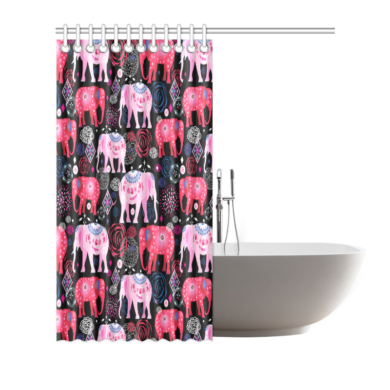 Pink Elephant Pattern Shower Curtain