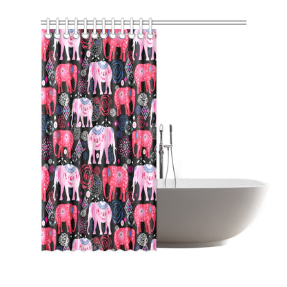 Pink Elephant Pattern Shower Curtain