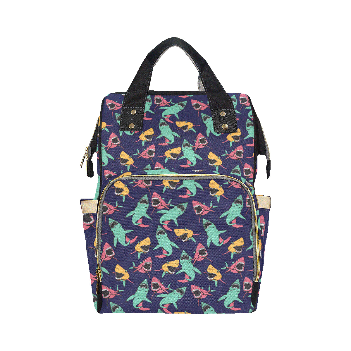 Shark Bite Pattern Diaper Bag Backpack