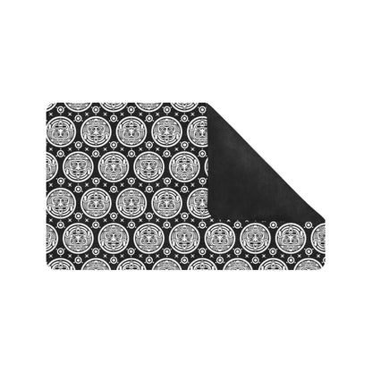 Calendar Aztec White Black Print Pattern Rubber Doormat
