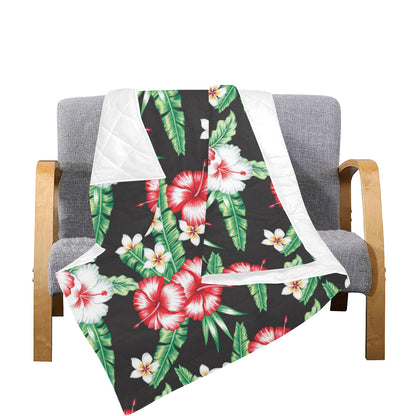 Hawaiian flower tropical leaves Premium Quilt