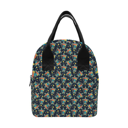 Sea Turtle Colorful with bubble Print Insulated Lunch Bag