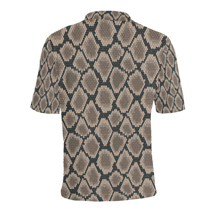 Snake Skin Design Print Men Polo Shirt