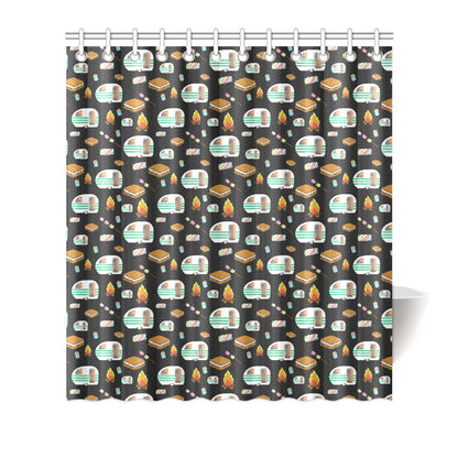 Camper marshmallow Camping Design Print Shower Curtain