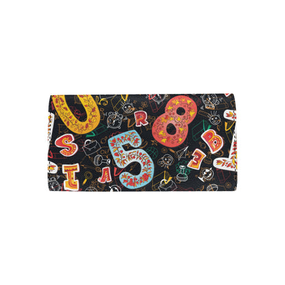 Number Pattern Print Design A03 Women's Trifold Wallet