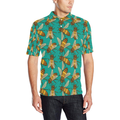 Bee Pattern Print Design BEE04 Men Polo Shirt