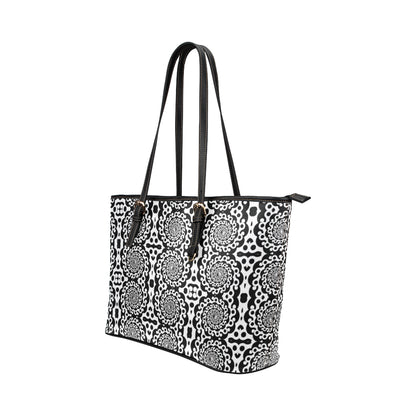 Yin Yang Spiral Design Print Leather Tote Bag