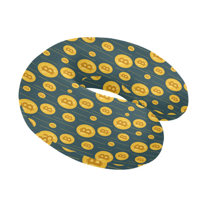 Bitcoin Pattern Print Design 01 U-Shaped Travel Neck Pillow