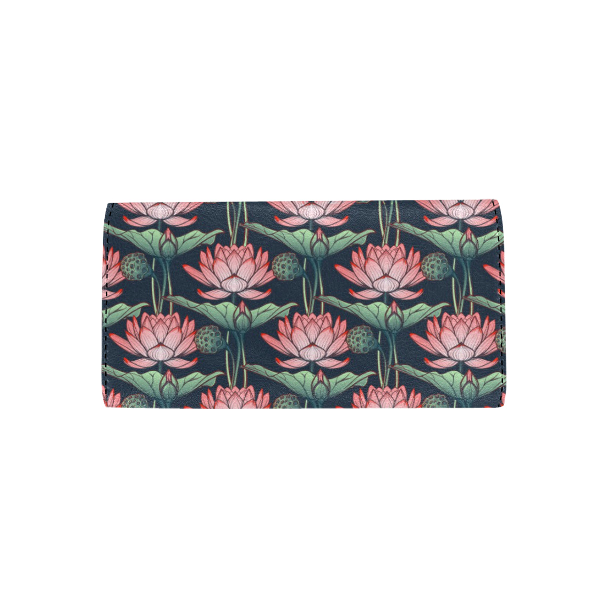 Water Lily Pattern Print Design WL03 Women's Trifold Wallet