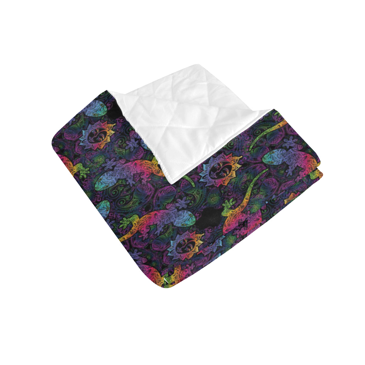 Gecko Rainbow Pattern Print Design 03 Premium Quilt