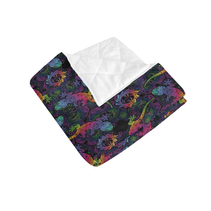 Gecko Rainbow Pattern Print Design 03 Premium Quilt