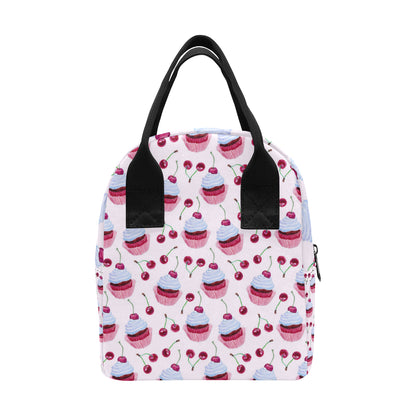 Cherry Cupcake Pink Pattern Insulated Lunch Bag