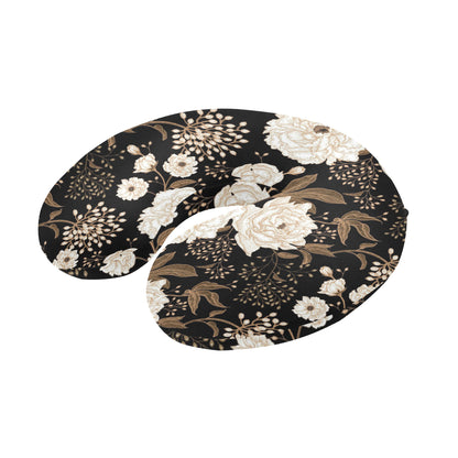 Peony Pattern Print Design A02 U-Shaped Travel Neck Pillow