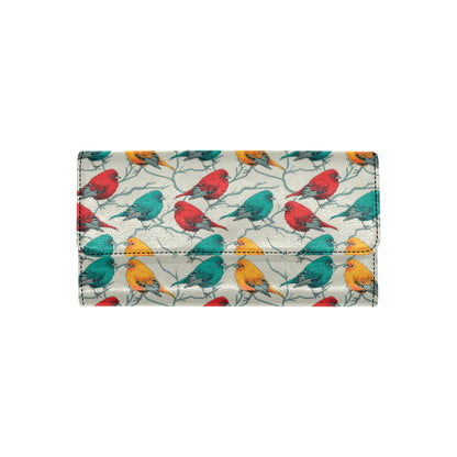 Birds Pattern Print Design 04 Women's Trifold Wallet