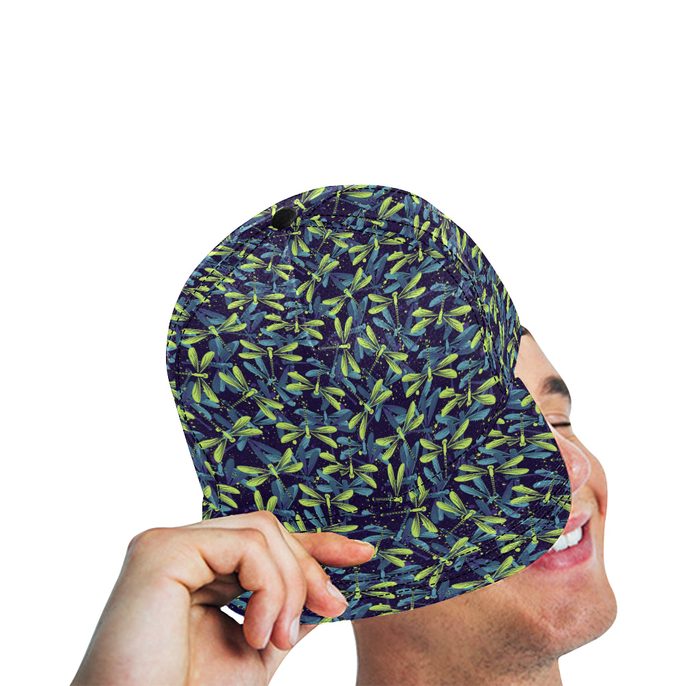 Dragonfly Lime Blue Print Pattern Snapback Cap
