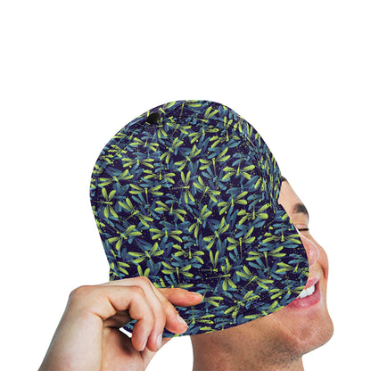 Dragonfly Lime Blue Print Pattern Snapback Cap