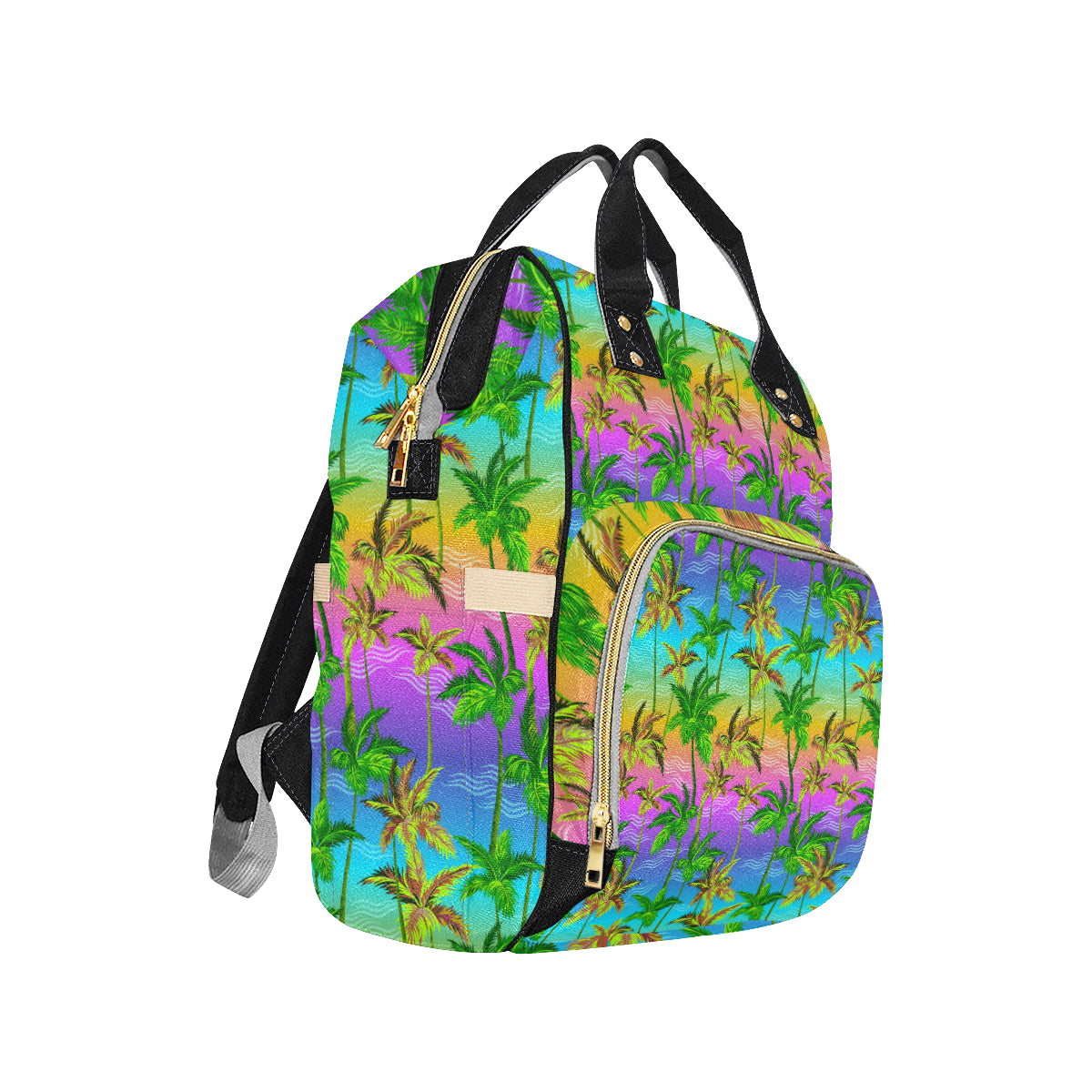 Palm Tree Rainbow Pattern Diaper Bag Backpack
