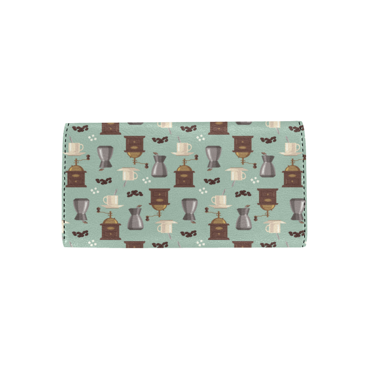 Coffee Pattern Print Design 04 Women's Trifold Wallet