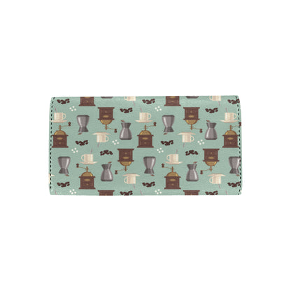 Coffee Pattern Print Design 04 Women's Trifold Wallet