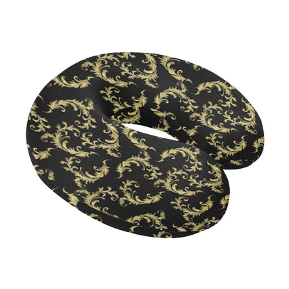 Baroque Golden Pattern Print Design 01 U-Shaped Travel Neck Pillow