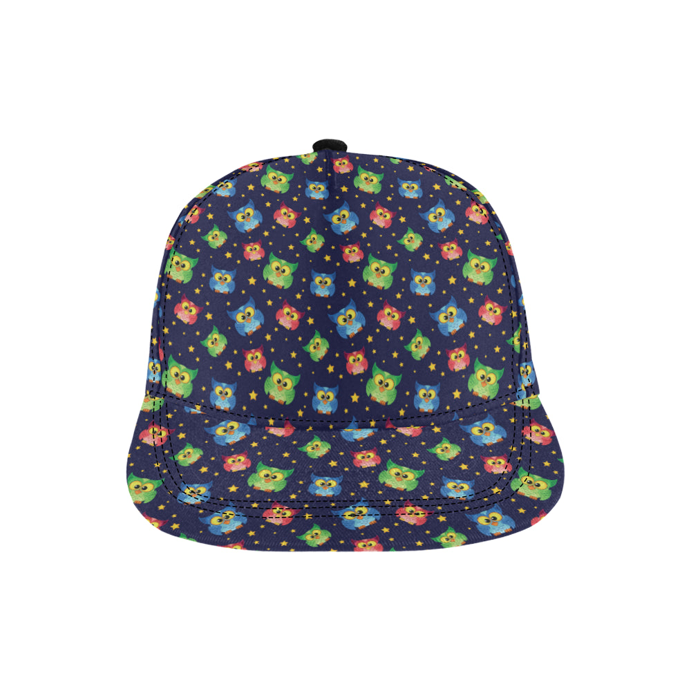 Owl with Star Themed Design Print Snapback Cap