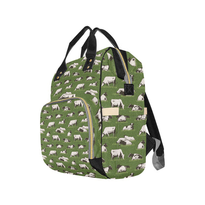 Cow on Grass Print Pattern Diaper Bag Backpack
