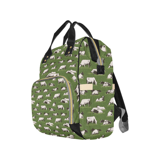 Cow on Grass Print Pattern Diaper Bag Backpack
