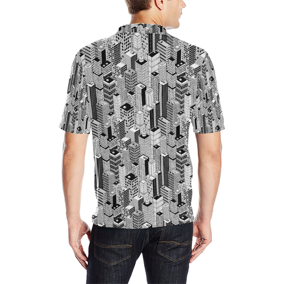 City  Pattern Print Design 02 Men Polo Shirt