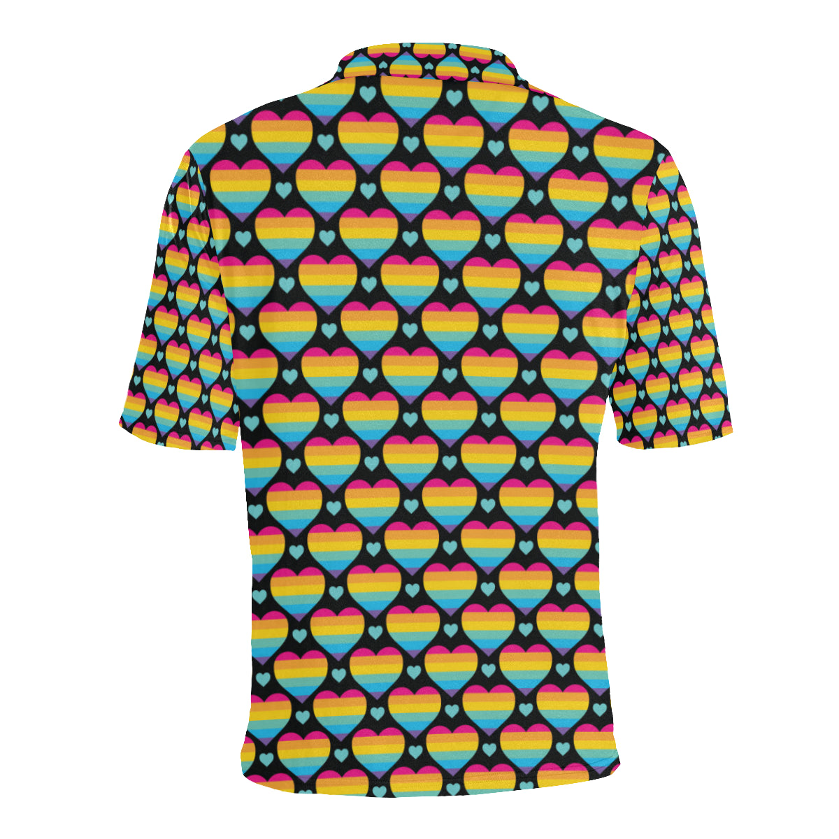 Rainbow Heart Print Pattern Men Polo Shirt