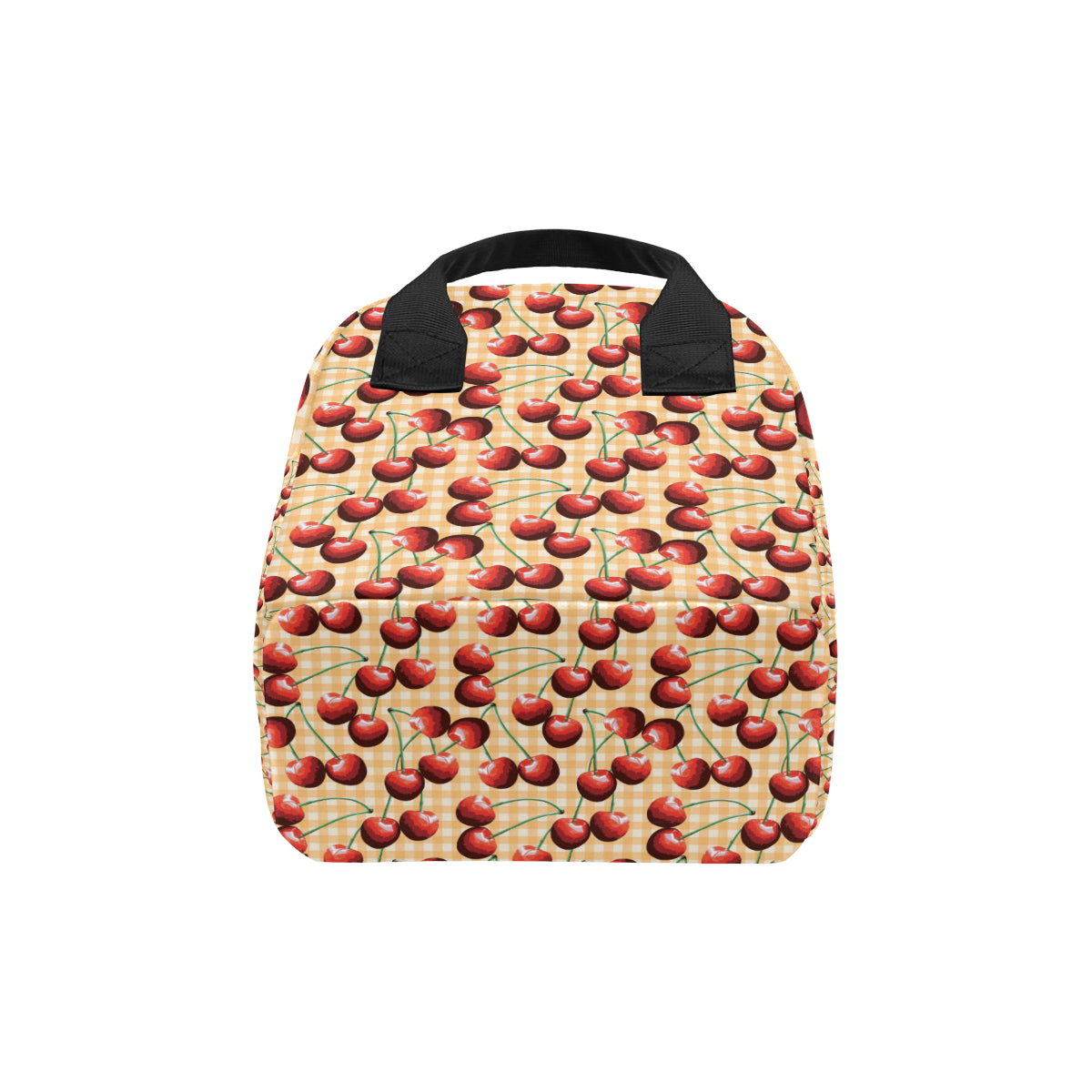 Cherry Orange Plaid Print Insulated Lunch Bag