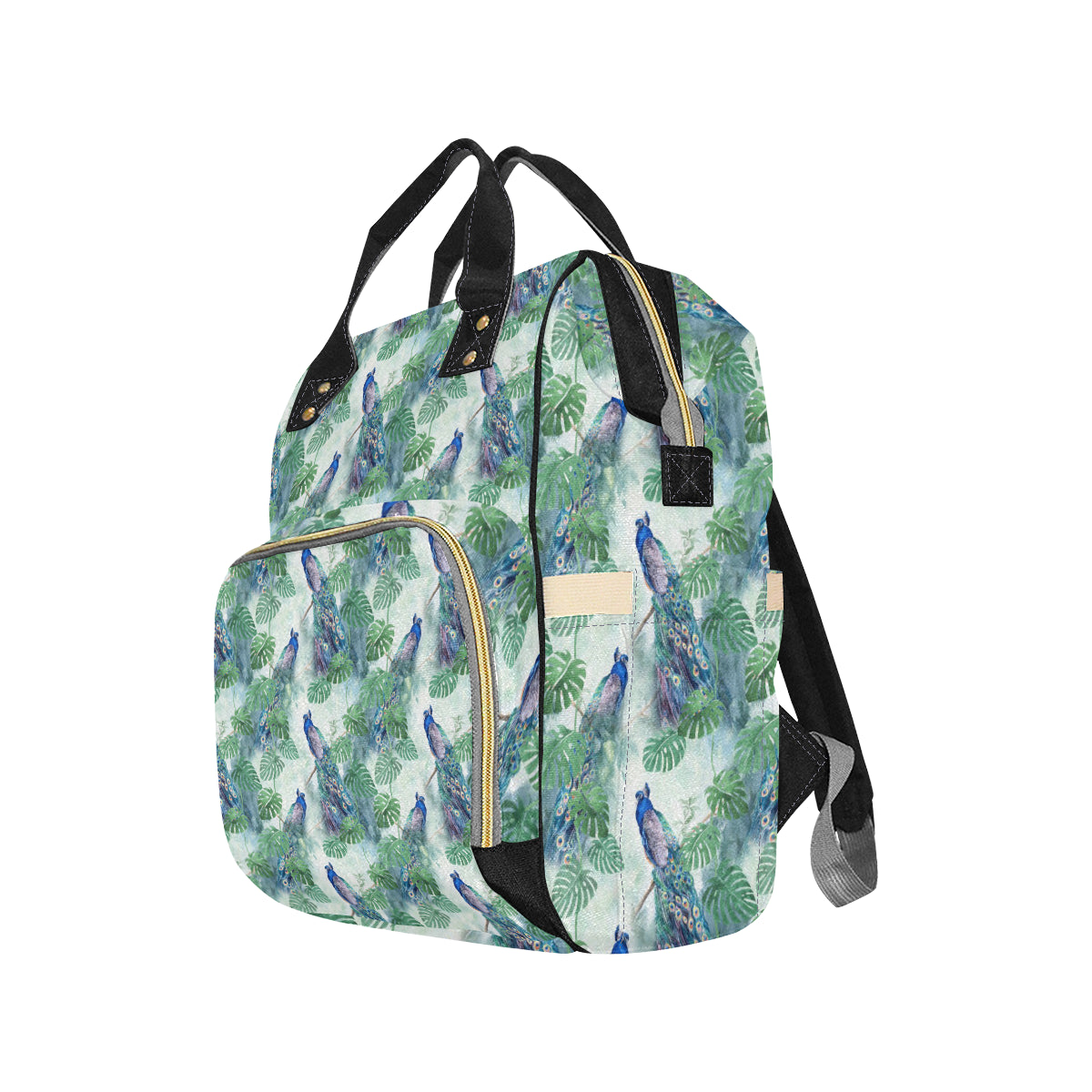 Peacock Pattern Print Design A02 Diaper Bag Backpack