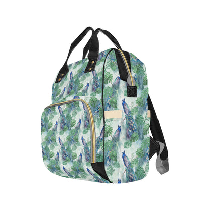 Peacock Pattern Print Design A02 Diaper Bag Backpack