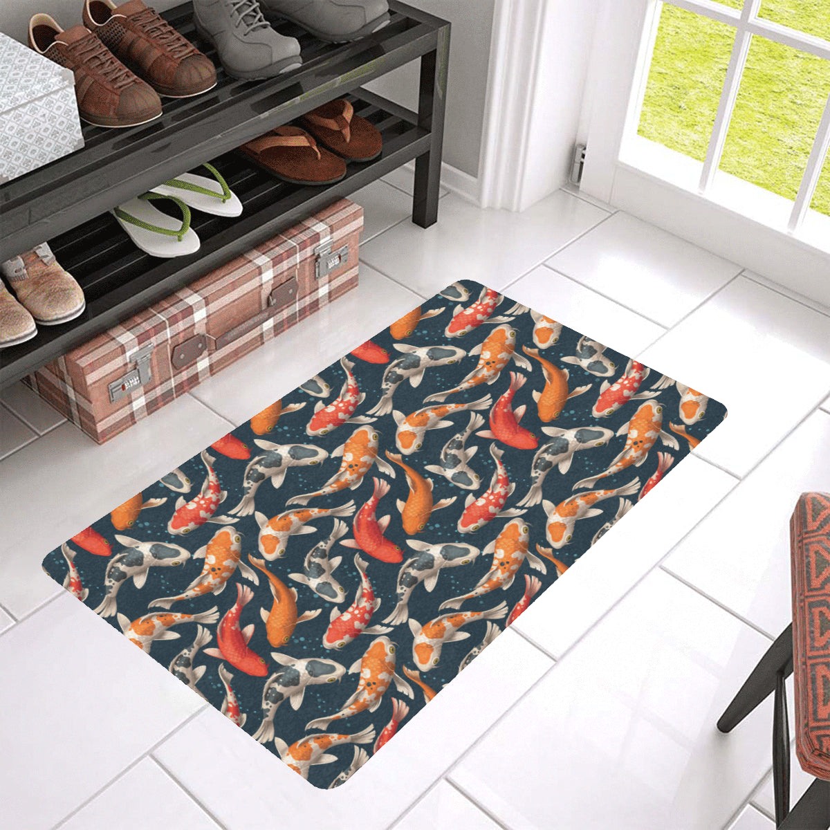 Koi Carp Cute Design Themed Print Rubber Doormat