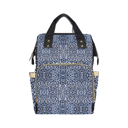 Leopard Blue Skin Print Diaper Bag Backpack
