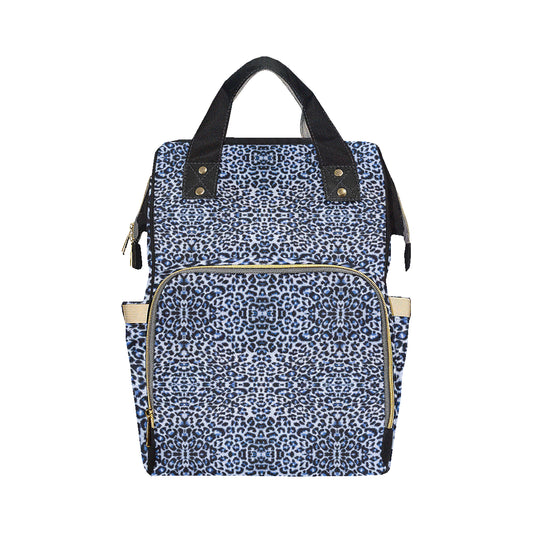 Leopard Blue Skin Print Diaper Bag Backpack