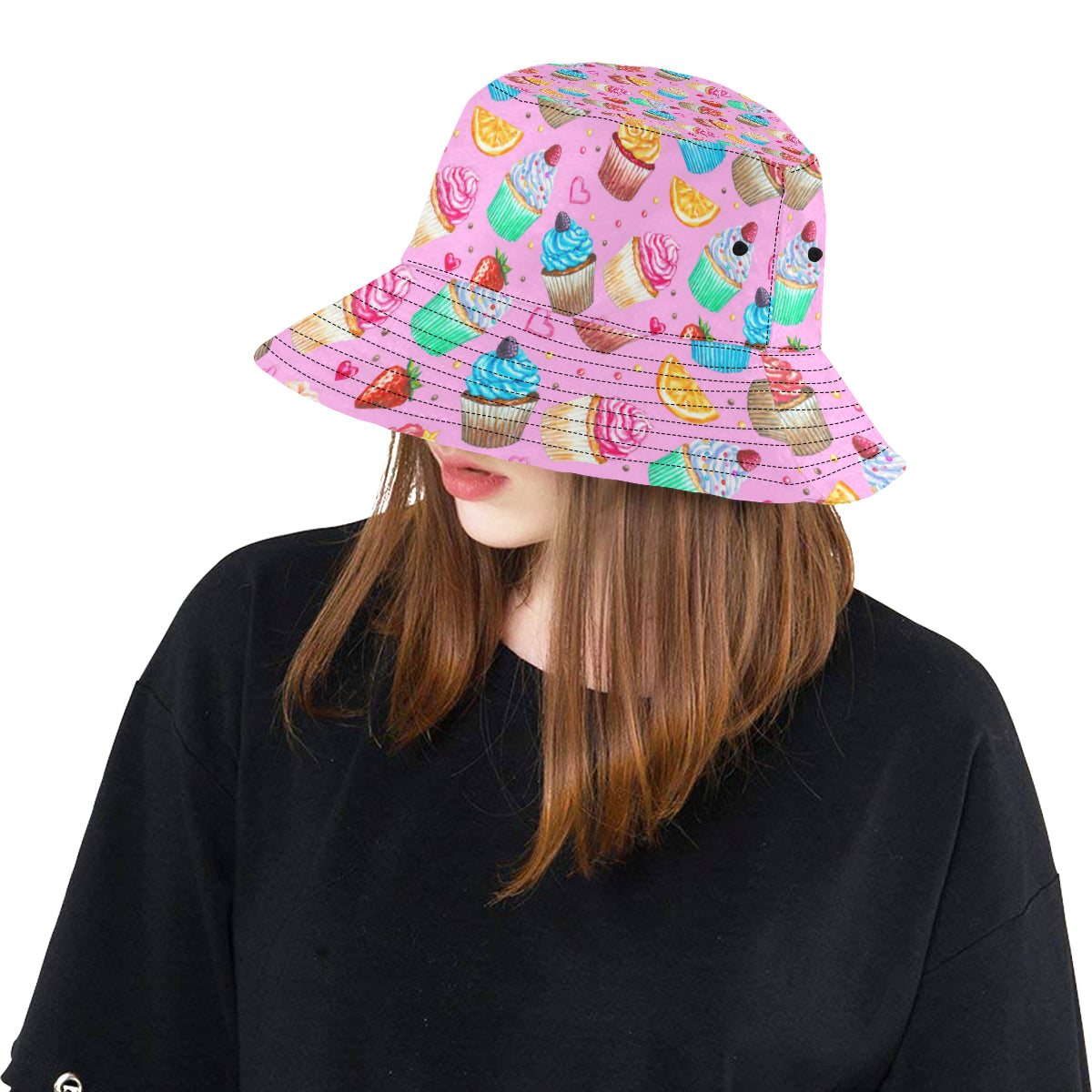 Cupcake Pattern Print Design CP05 Unisex Bucket Hat