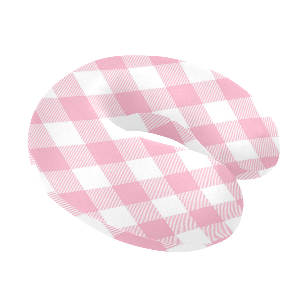 Gingham Pink Pattern Print Design 02 U-Shaped Travel Neck Pillow