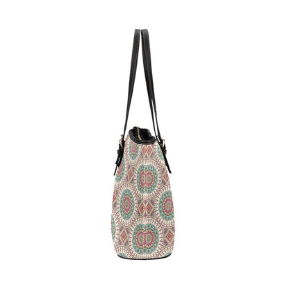 Bohemian Round Style Print Leather Tote Bag