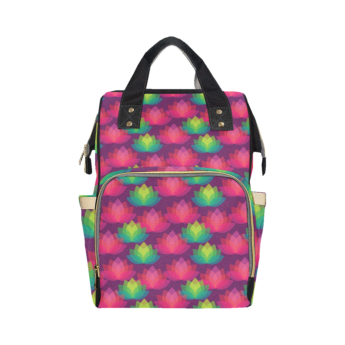 Lotus Pattern Print Design 02 Diaper Bag Backpack