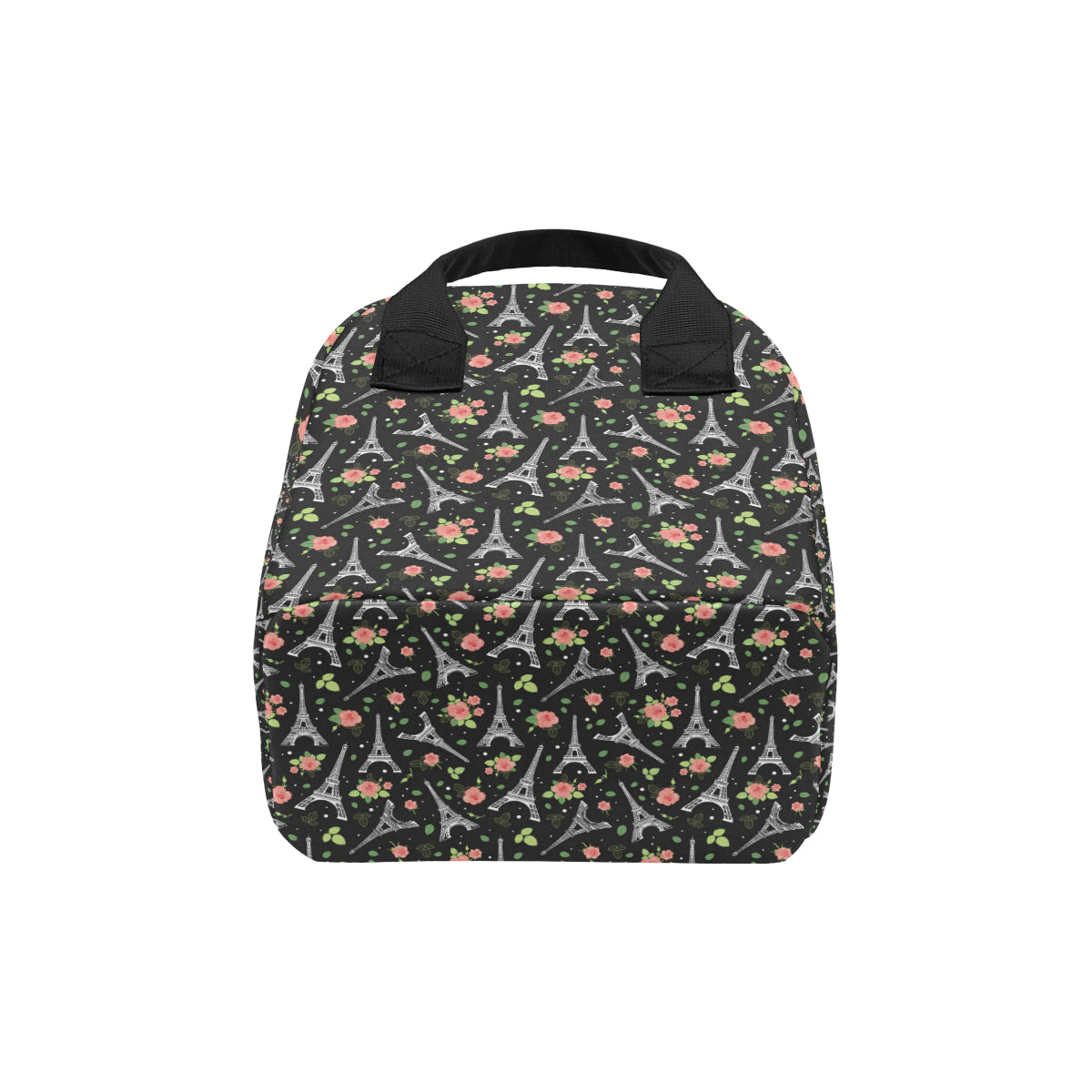 Eiffel Tower Rose Print Insulated Lunch Bag