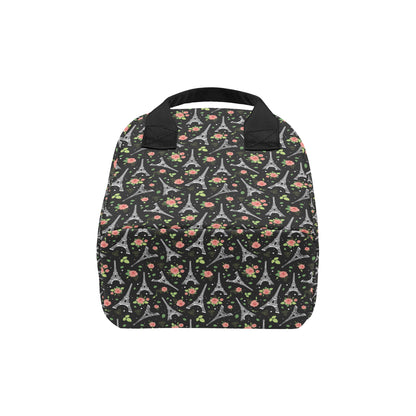 Eiffel Tower Rose Print Insulated Lunch Bag
