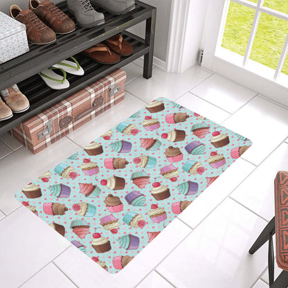 Cupcakes Fancy Heart Print Pattern Rubber Doormat