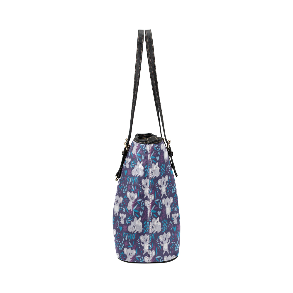 Koala Cute Themed Design Print Leather Tote Bag